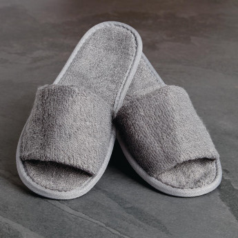 Luxury Curzon Open Toe Slippers Grey - Click to Enlarge