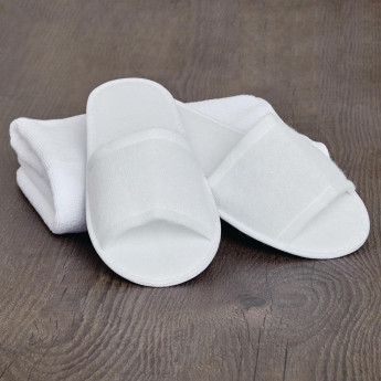 Mitre Essentials Slipperlite Open Toe Slippers White - Click to Enlarge