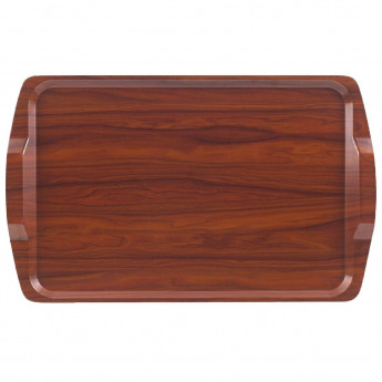 Cambro Walnut Laminate Room Service Tray With Handles 640mm - Click to Enlarge