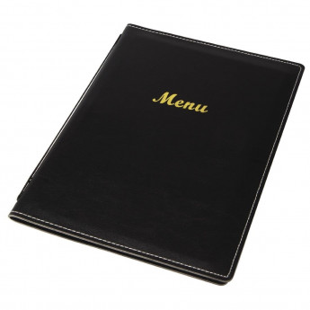 Olympia Faux Leather Menu Cover Black - Click to Enlarge