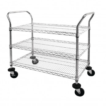Vogue Chrome 3 Tier Wire Trolley - Click to Enlarge