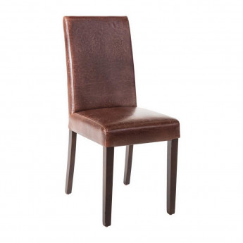 Bolero Faux Leather Dining Chair Antique Brown (Pack of 2) - Click to Enlarge