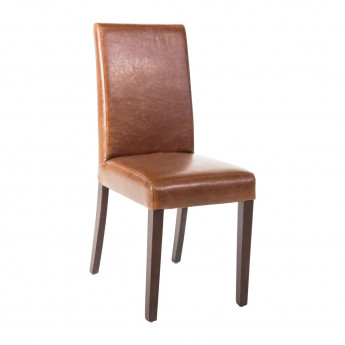 Bolero Faux Leather Dining Chair Antique Tan (Pack of 2) - Click to Enlarge