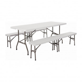 Special Offer Bolero PE Centre Folding Table 6ft with Two Folding Benches - Click to Enlarge