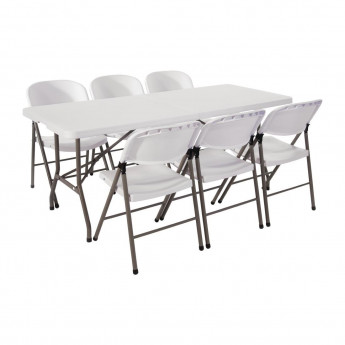 Special Offer Bolero PE Centre Folding Table 6ft with Six Folding Chairs - Click to Enlarge