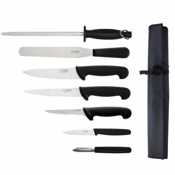 Hygiplas 7 Piece Starter Knife Set With 20cm Chef Knife and Roll Bag - Click to Enlarge