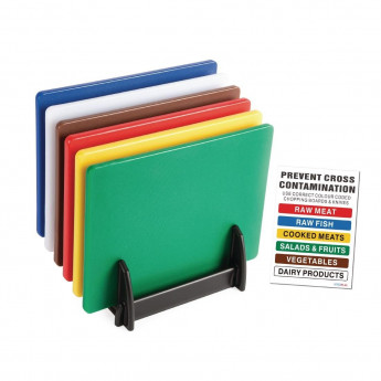 Hygiplas Low Density Chopping Board Set with Rack - Click to Enlarge