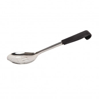 Vogue Slotted Serving Spoon Black Handle 340mm - Click to Enlarge