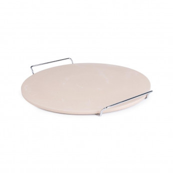 Round Pizza Stone with Metal Serving Rack 15in - Click to Enlarge