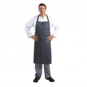 Whites Butchers Apron Navy Stripe Extra Large - Click to Enlarge