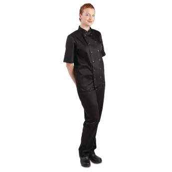 Whites Vegas Unisex Chefs Jacket Short Sleeve Black - Click to Enlarge