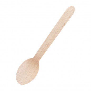 Fiesta Green Biodegradable Disposable Wooden Dessert Spoons (Pack of 100) - Click to Enlarge