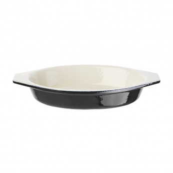 Vogue Black Cast Iron Oval Gratin Dish 650ml - Click to Enlarge