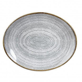 Churchill Studio Prints Homespun Stone Grey Oval Coupe Plate 270 x 229mm - Click to Enlarge