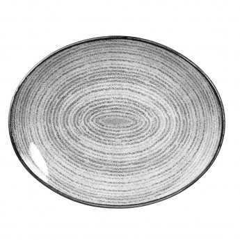 Churchill Studio Prints Homespun Stone Grey Oval Coupe Plate 317 x 255mm - Click to Enlarge