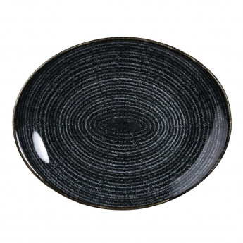 Churchill Studio Prints Homespun Charcoal Black Oval Coupe Plate 317 x 255mm - Click to Enlarge