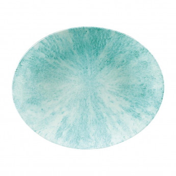 Churchill Stone Oval Coupe Plates Aquamarine 317 x 255mm (Pack of 12) - Click to Enlarge