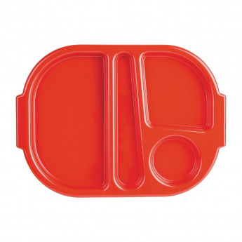 Olympia Kristallon Large Polycarbonate Compartment Food Trays Red 375mm - Click to Enlarge