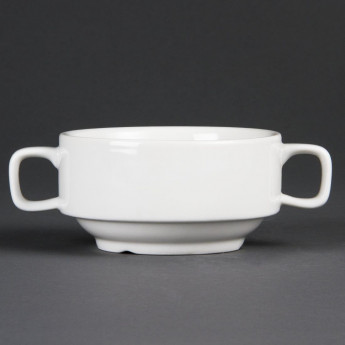 Olympia Whiteware Soup Bowls With Handles 400ml (Pack of 6) - Click to Enlarge