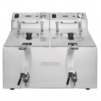 Buffalo Twin Tank Twin Basket 2x8Ltr Countertop Fryer with Timers 2x2.9kW - Click to Enlarge