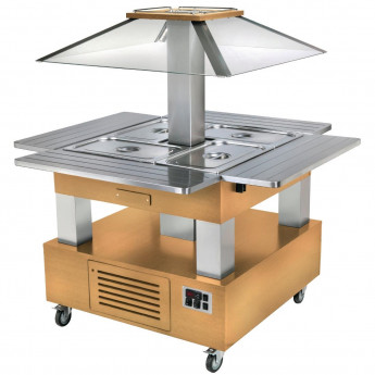 Roller Grill Heated Salad Bar Square Light Wood - Click to Enlarge