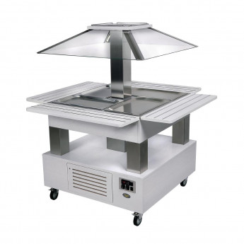 Roller Grill Heated Salad Bar Square White Wood - Click to Enlarge