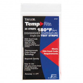 Dishwasher Temperature Test Strip (Pack of 25) - Click to Enlarge