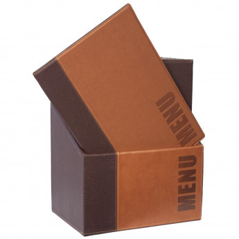 Securit Contemporary Menu Covers and Storage Box A4 Tan (Pack of 20) - Click to Enlarge