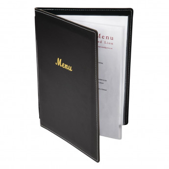 Olympia Faux Leather Menu Cover Black - Click to Enlarge