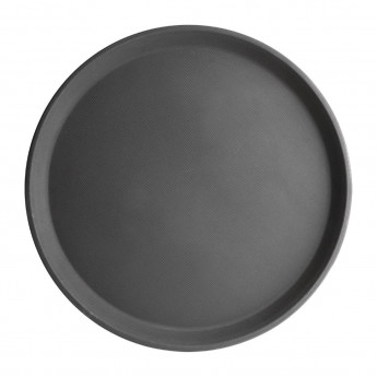 Olympia Kristallon Fibreglass Round Non-Slip Tray Black 356mm - Click to Enlarge