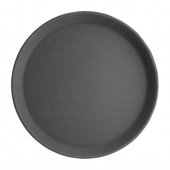 Olympia Kristallon Polypropylene Round Non-Slip Tray Black 280mm - Click to Enlarge