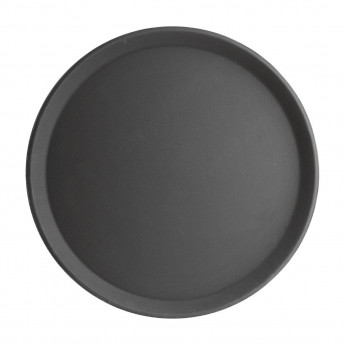 Olympia Kristallon Fibreglass Round Non-Slip Tray Black 406mm - Click to Enlarge