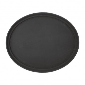 Olympia Kristallon Polypropylene Oval Non-Slip Tray Black 685mm - Click to Enlarge