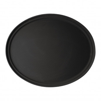 Cambro Camtread Large Fibreglass Oval Non-Slip Tray Black 600mm - Click to Enlarge
