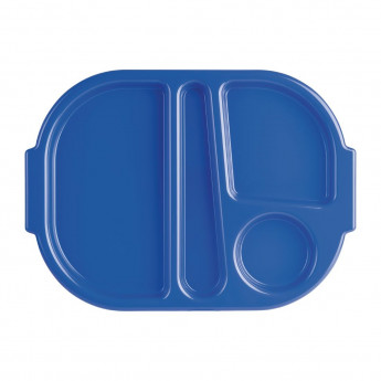 Olympia Kristallon Large Polycarbonate Compartment Food Trays Blue 375mm - Click to Enlarge