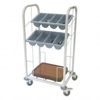 Craven Steel Two Tier Cutlery and Tray Dispense Trolley - Click to Enlarge