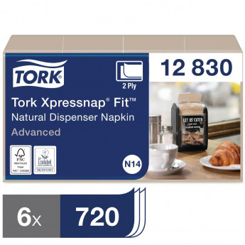 Tork Xpressnap Fit Recycled Dispenser Napkin Natural 2Ply (Pack of 6x720) - Click to Enlarge