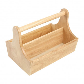 Hevea Wood Condiment Basket with Handle - Click to Enlarge