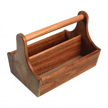T&G Woodware Acacia Wood Condiment Basket with Handle - Click to Enlarge