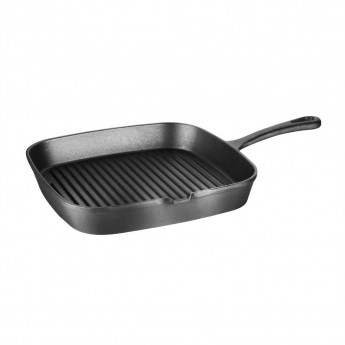 Vogue Square Cast Iron Ribbed Skillet Pan 241mm - Click to Enlarge