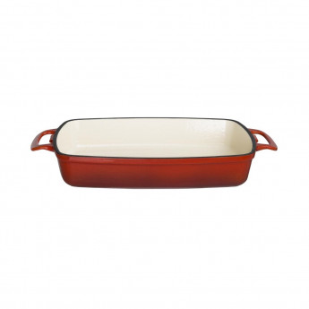 Vogue Red Rectangular Cast Iron Dish 2.8Ltr - Click to Enlarge