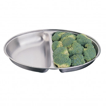 Olympia Oval Vegetable Dish Two Compartments 252mm - Click to Enlarge