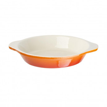 Vogue Orange Round Cast Iron Gratin Dish 400ml - Click to Enlarge