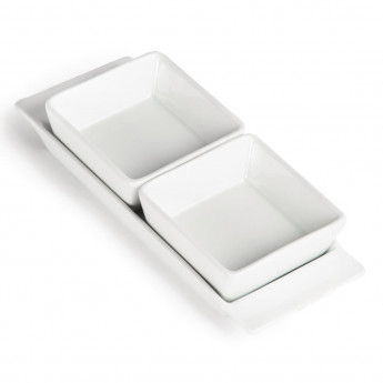 Olympia Whiteware Snack Dishes with Plates 2 Section (Pack of 2) - Click to Enlarge