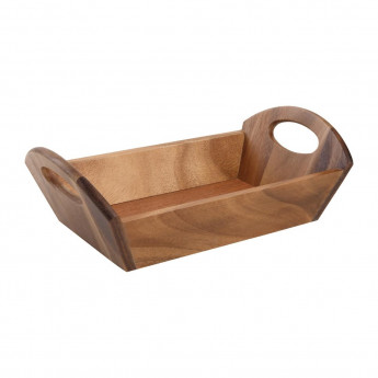 Acacia Wood Bread Basket with Handles - Click to Enlarge