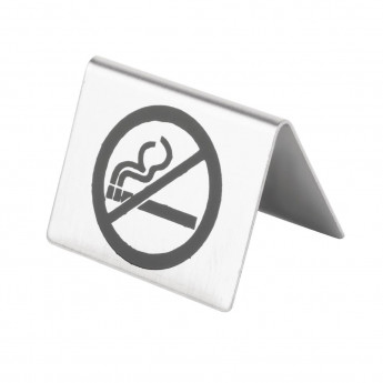 Brushed Steel No Smoking Table Sign - Click to Enlarge