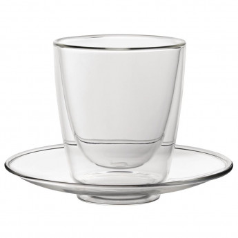 Utopia Double Walled Cappuccino Glass and Saucer 220ml (Pack of 6) - Click to Enlarge