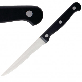 Olympia Serrated Steak Knives Black Handle (Pack of 12) - Click to Enlarge