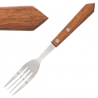 Olympia Steak Forks Wooden Handle (Pack of 12) - Click to Enlarge