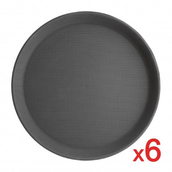 Bulk Buy Pack of 6 Olympia Kristallon Polypropylene Round Non-Slip Trays - Click to Enlarge